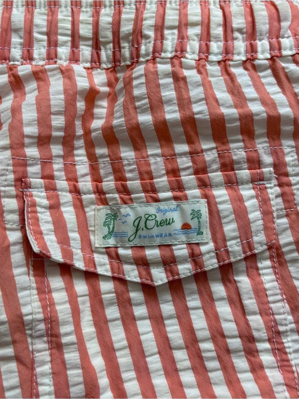 Jcrew seersucker Crewcuts orange and White Striped Swim Trunks